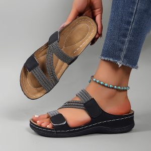 Women's Summer Casual Wedge Sandals - Open Toe Breathable Fashion Slippers, Suitable for Beach, Hiking, Outdoor, Vintage Style, Women Shoes