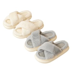 Fairy Fluffy Slippers for Women Indoor Home Thick Sole Non-Slip Versatile Crossed Plush Warm Slippers, Winter Comfort, Cozy Slippers, Soft Footwear, Minimalist Design, Plush Fabric, Durable Construction, Round Toe Slippers, Women's Slippers, Women's Footwear, Family Slippers, Soft Slippers For Women, Platform Slippers, Slippers For Women Winter, Guest Slippers Indoor, Non Slip Slippers