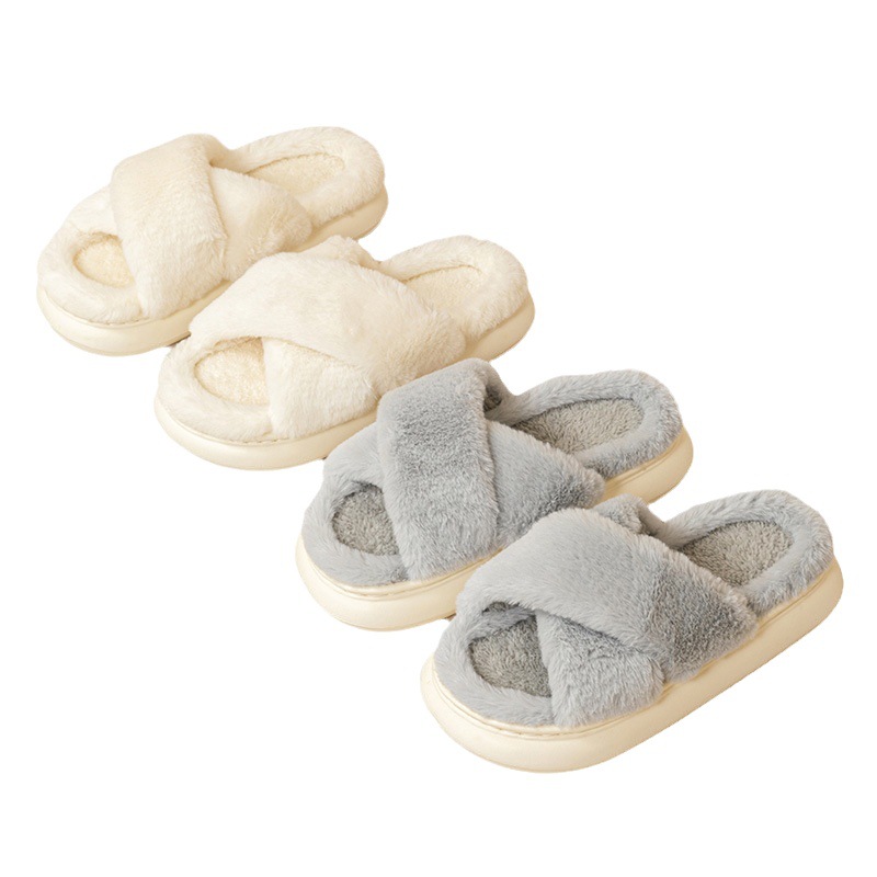 Fairy Fluffy Slippers for Women Indoor Home Thick Sole Non-Slip Versatile Crossed Plush Warm Slippers, Winter Comfort, Cozy Slippers, Soft Footwear, Minimalist Design, Plush Fabric, Durable Construction, Round Toe Slippers, Women’s Slippers, Women’s Footwear, Family Slippers, Soft Slippers For Women, Platform Slippers, Slippers For Women Winter, Guest Slippers Indoor, Non Slip Slippers