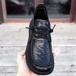 Men'S Genuine Leather Shoes | Optional Velvet, Non-Slip Slip-Onu002FLace-Up Closure, Breathable Low-Top Design, Thickened Cushioning EVA Insole, Non-Slip Rubber Sole - Suitable for Office All-Season Business Casual Shoes