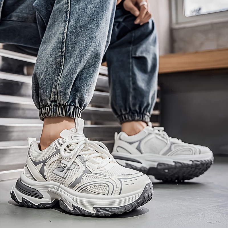 Breathable Men'S Casual Sneakers, Suitable for Comfortable Wear for All Year Round, Lace-Up Design, Low Top, Road Running Shoes, Suitable for All Seasons, Traveling, Running, Outdoor, Skateboarding Shoes, Shoes for Men, Men Shoes